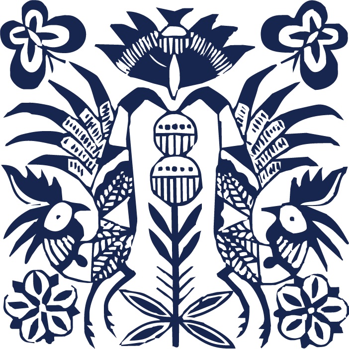 锦鸡花卉对称纹