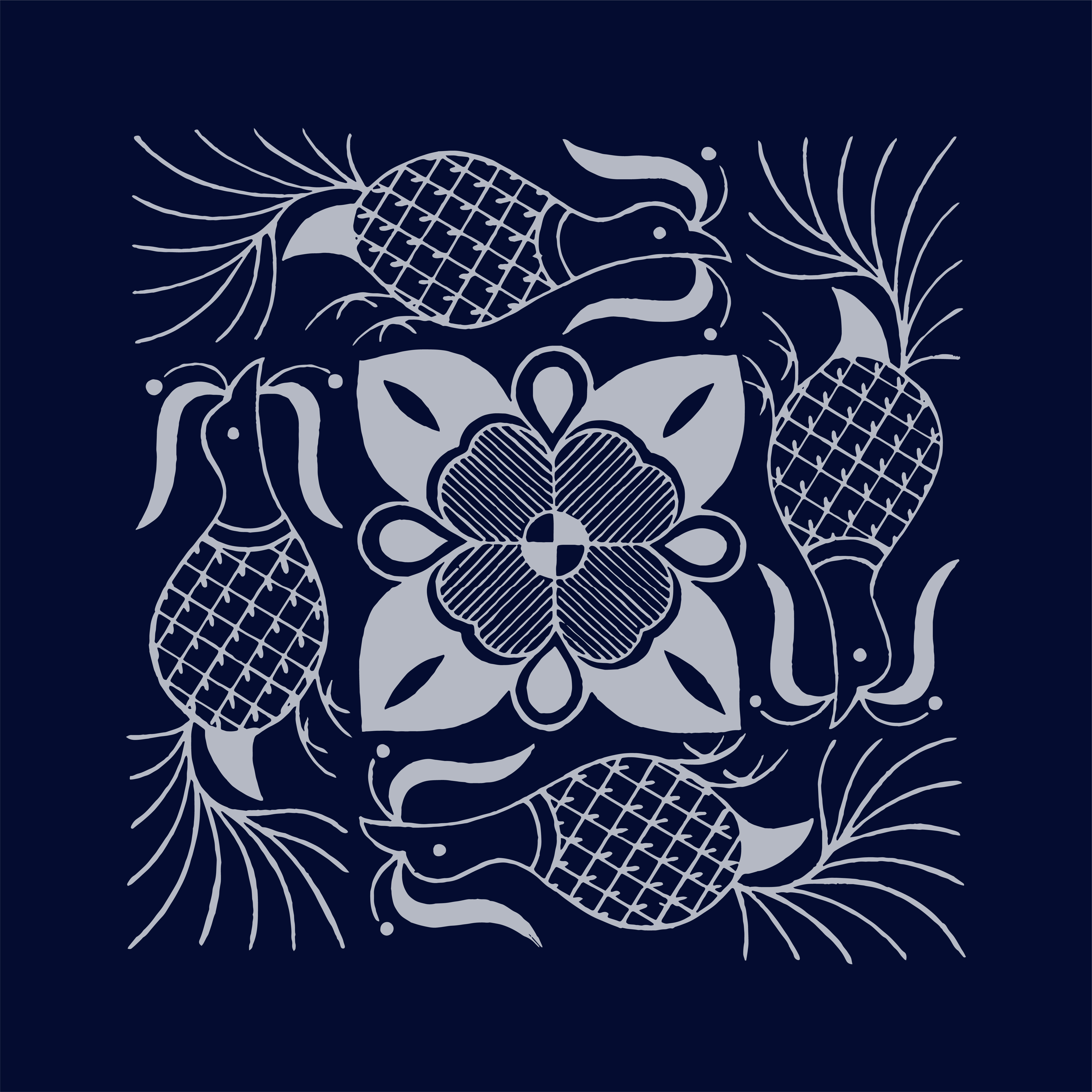 四凤抱团花纹