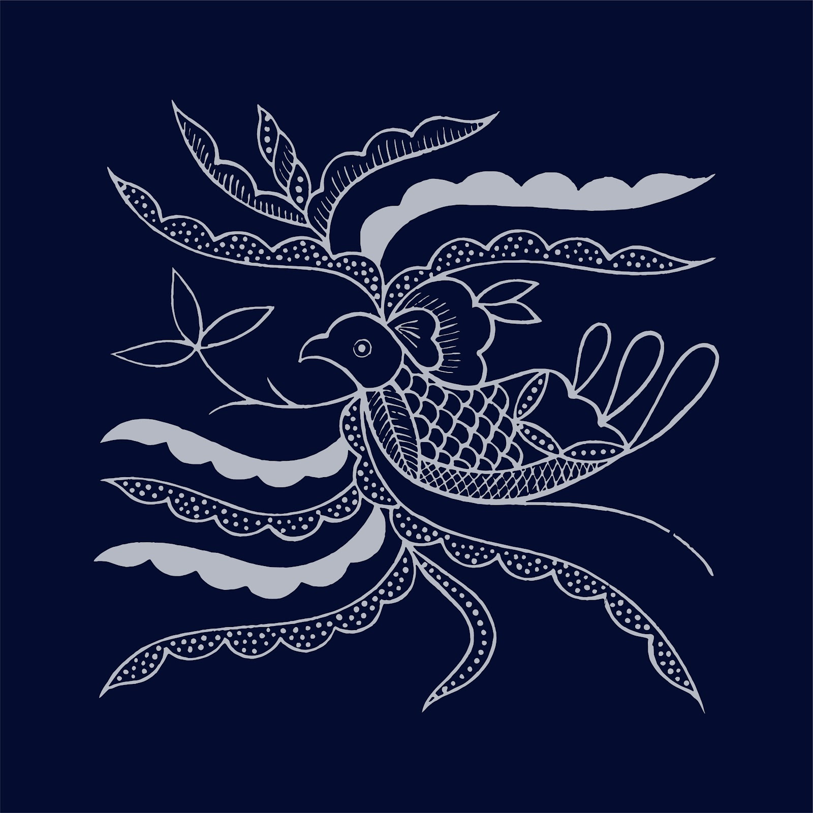 长尾凤鸟纹